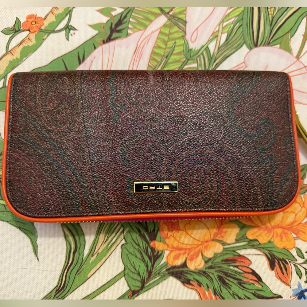 Etro Leather Paisley Wallet NWT